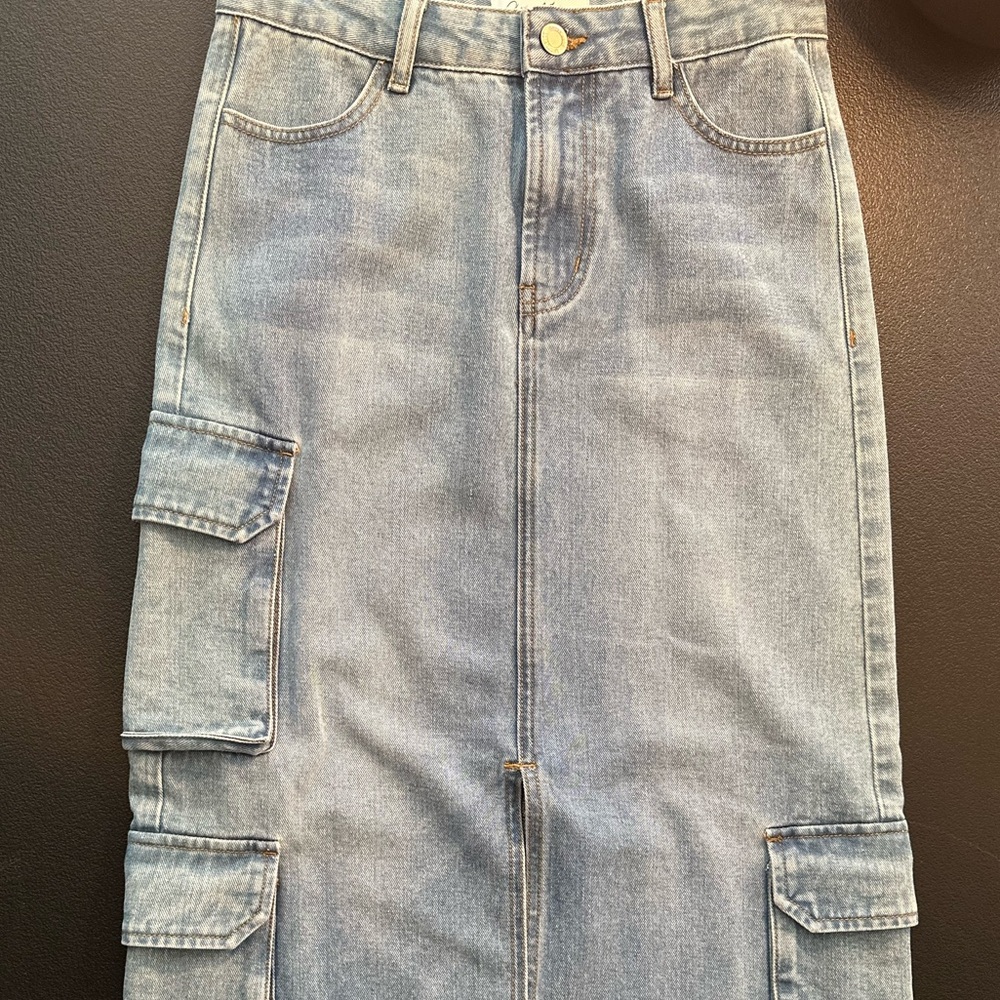 Angel Kiss Blue Denim Maxi Skirt